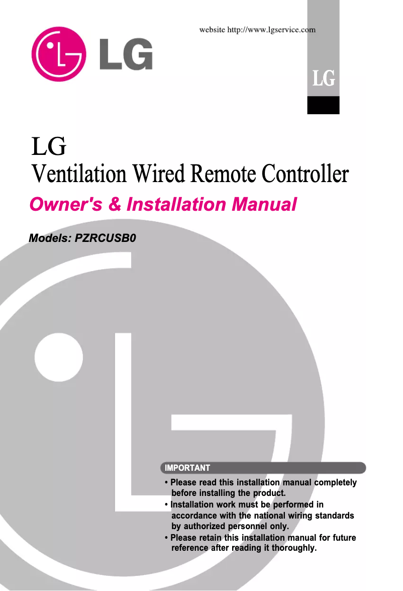 Page 1 de la notice Manuel utilisateur LG MULTI V PZRCUSB0