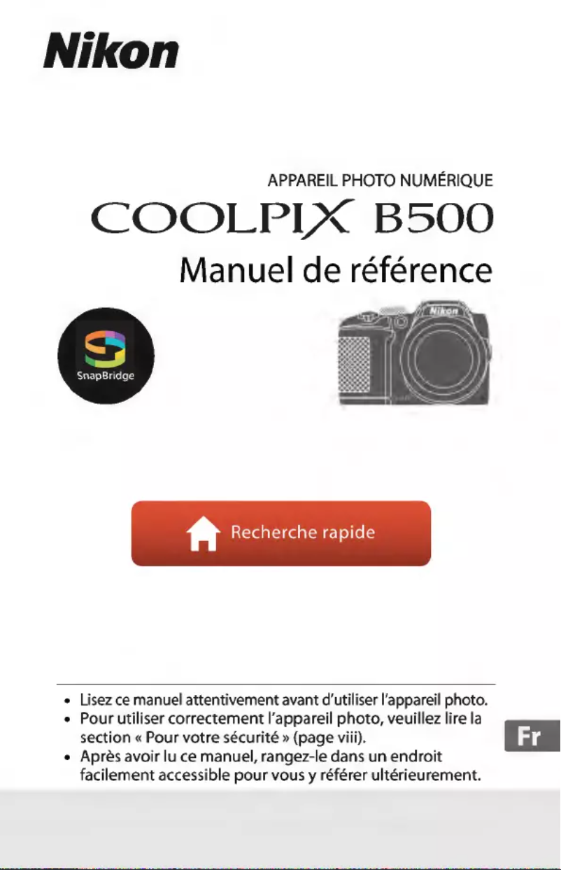 Page 1 de la notice Manuel utilisateur Nikon Coolpix B500