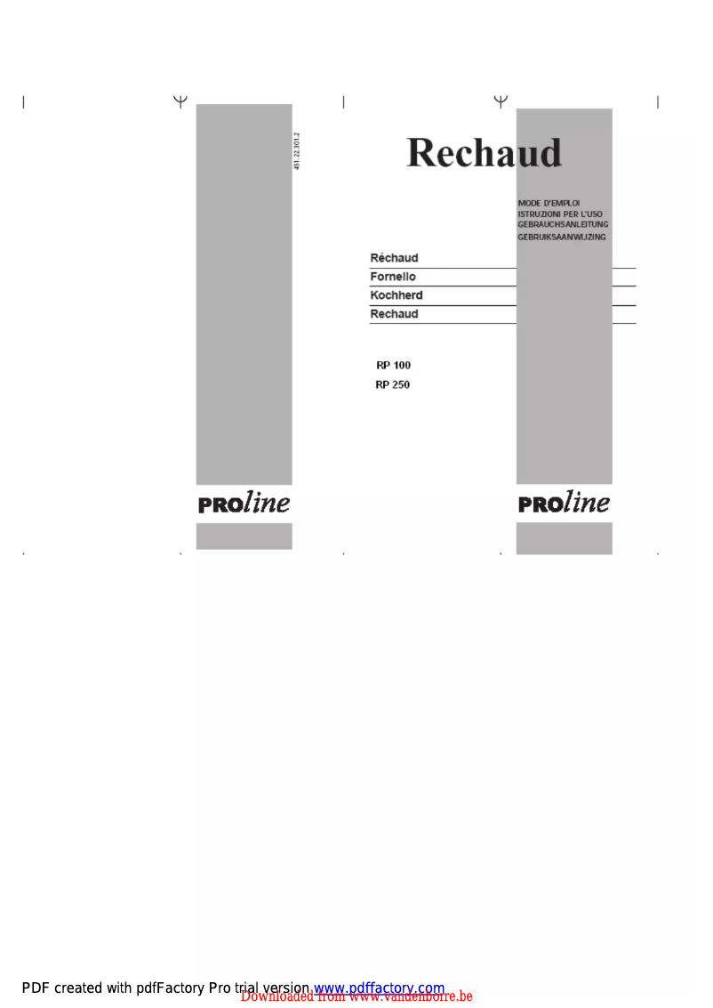 Page 1 de la notice Manuel utilisateur Proline RP 100