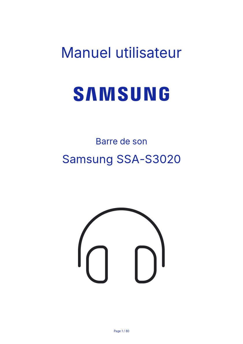 Page n°1 - Manuel utilisateur Samsung SSA-S3020