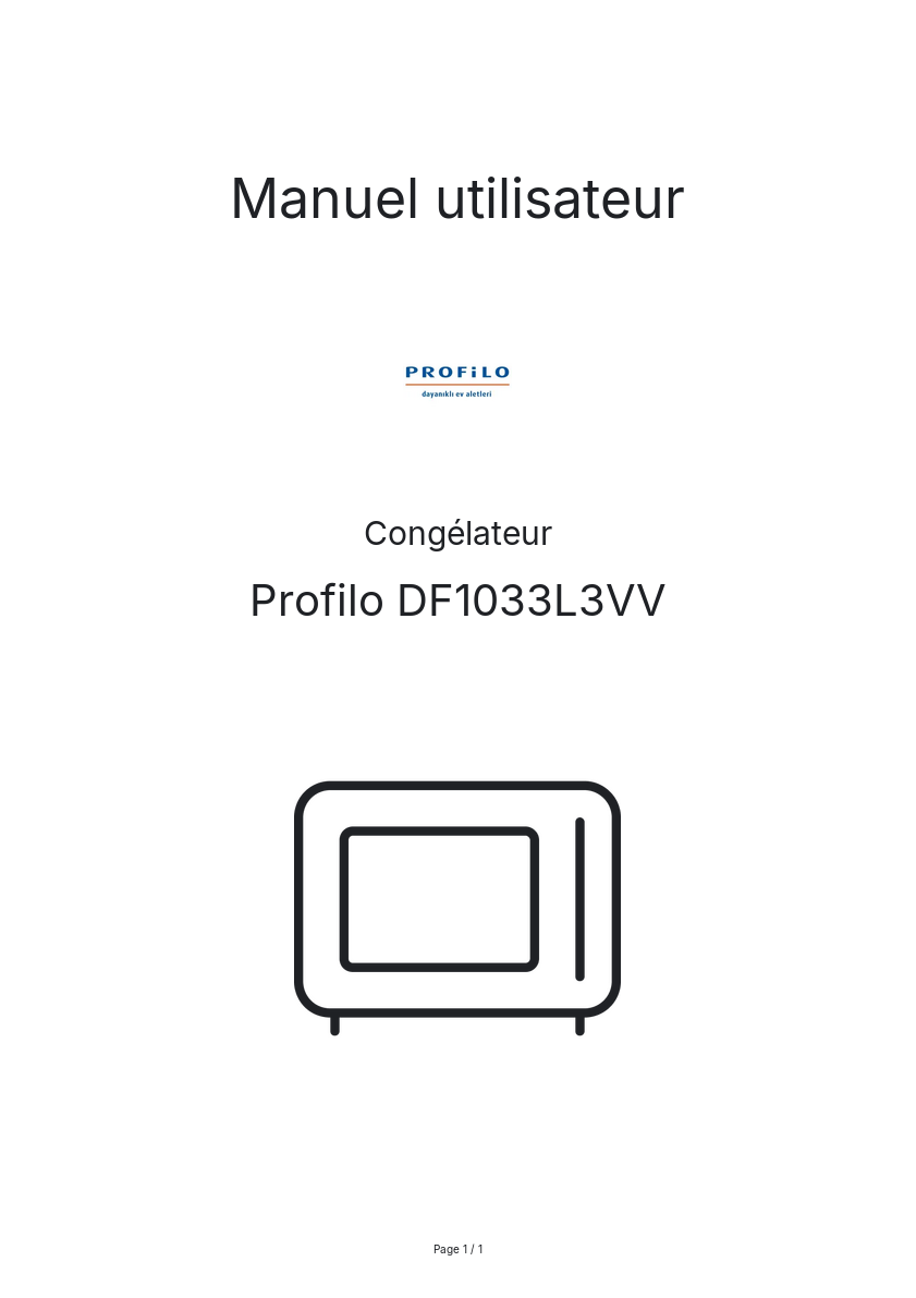 Image de la première page du manuel de l'appareil DF1033L3VV