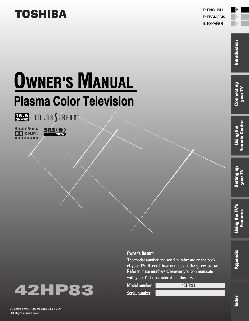 Image de la première page du manuel de l'appareil 42HP83