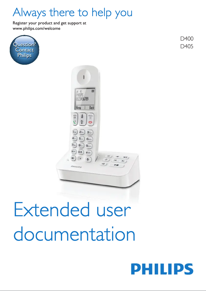 Page 1 of the manual User Manual Philips D405 Duo