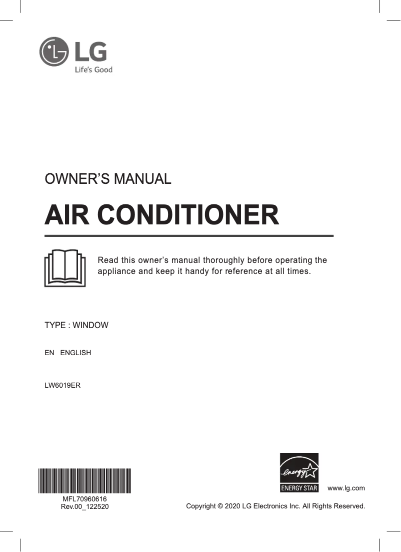 Image de la première page du manuel de l'appareil LW6019ER