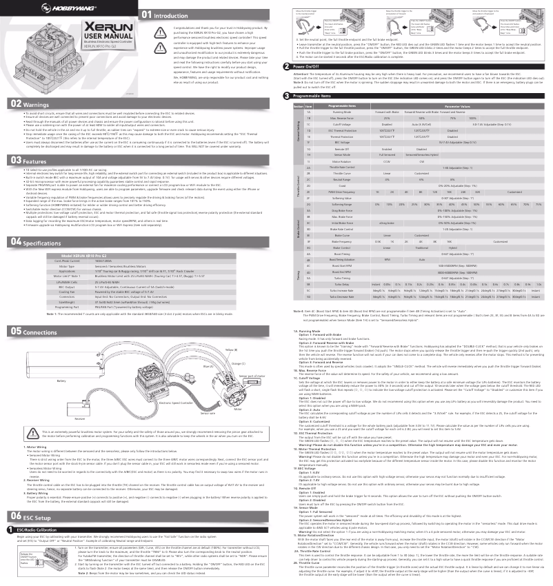 Page n°1 - Manuel utilisateur Hobbywing Xerun XR10 Pro G2