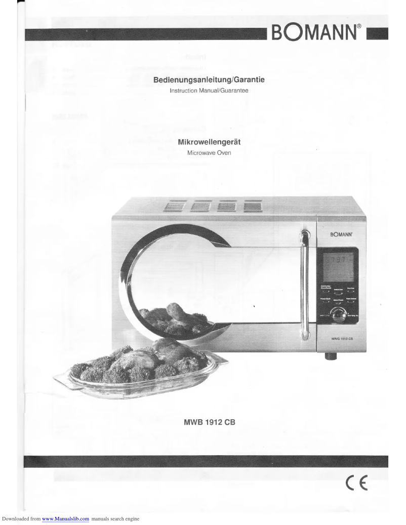 First page image of the manual for MWB 1912 CB