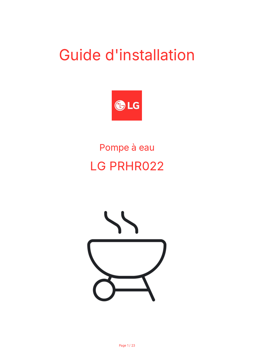 Page n°1 - Guide d'installation LG PRHR022
