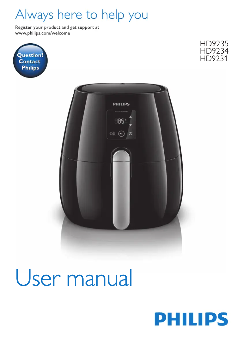 Page 1 de la notice Mode d'emploi Philips Viva Collection Digital Airfryer HD9231