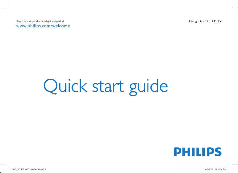 Page 1 de la notice Guide de démarrage rapide Philips DesignLine Tilt 22PDL4916H