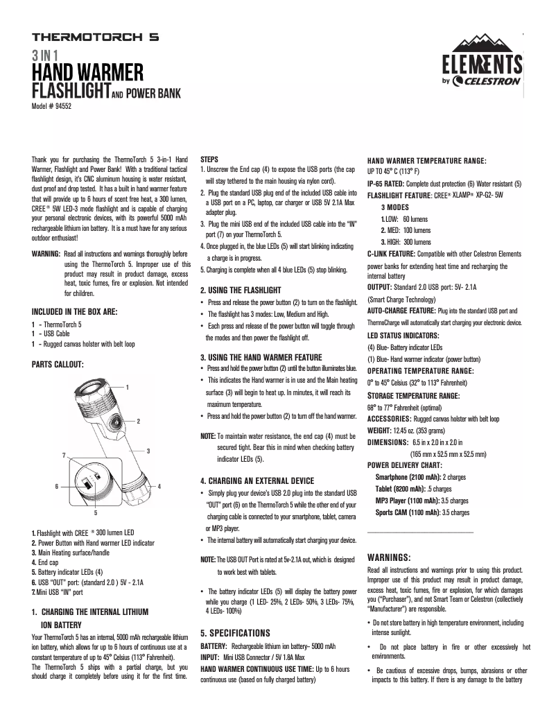 Page n°1 - Manuel utilisateur Celestron Elements ThermoTorch 5