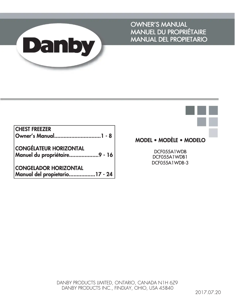 Page 1 de la notice Manuel utilisateur Danby DCF055A1WDB