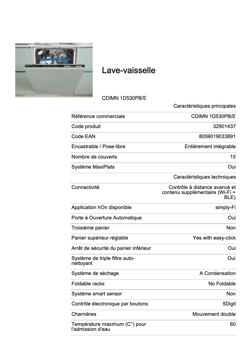 Image de la première page du manuel de l'appareil CDIMN 1D530PB