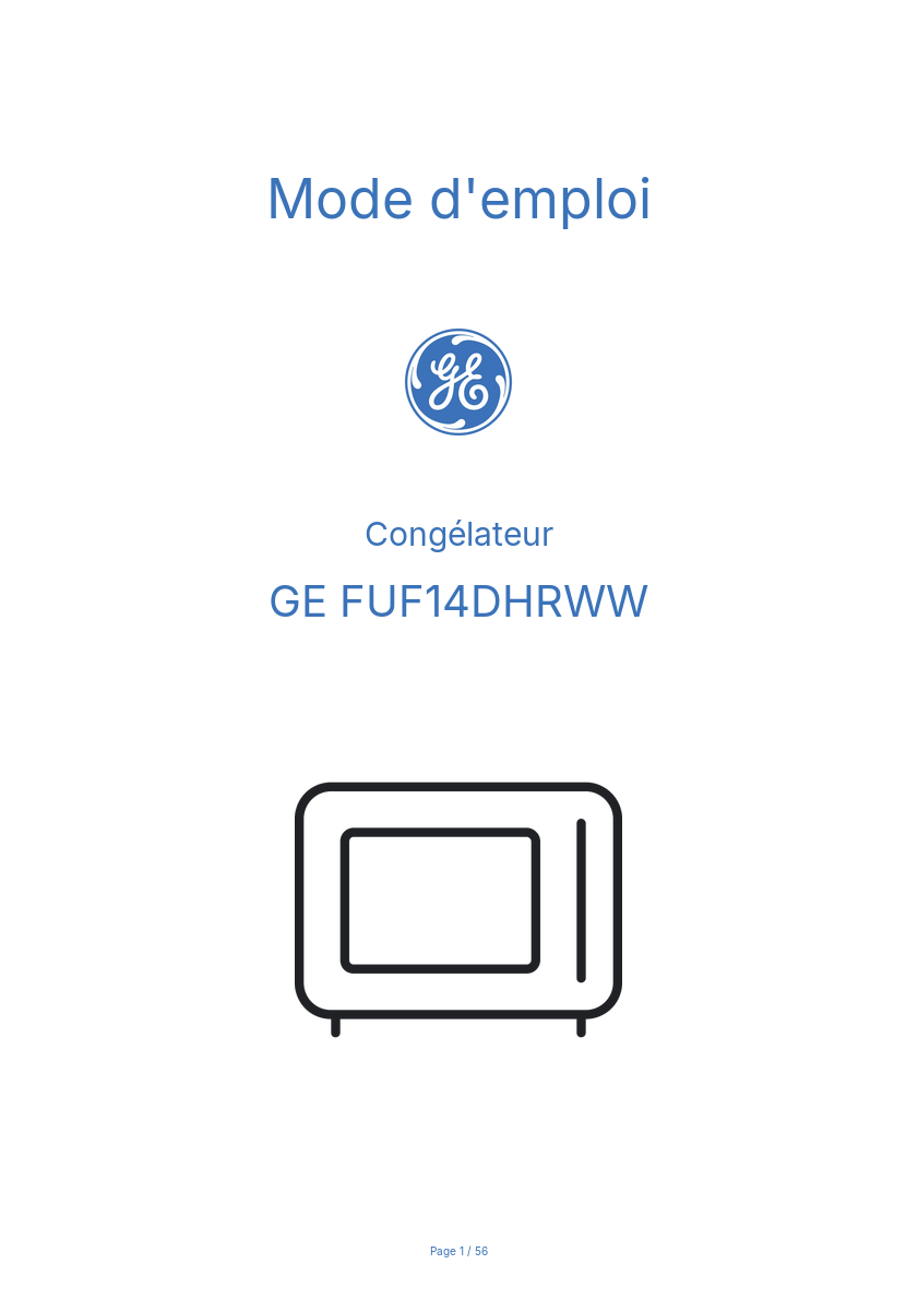 Page n°1 - Mode d'emploi GE FUF14DHRWW