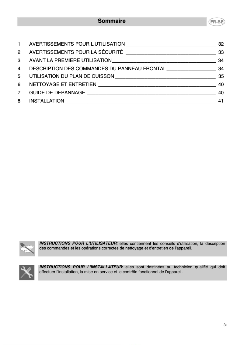 Page n°1 - Manuel utilisateur Smeg SE2951ID1