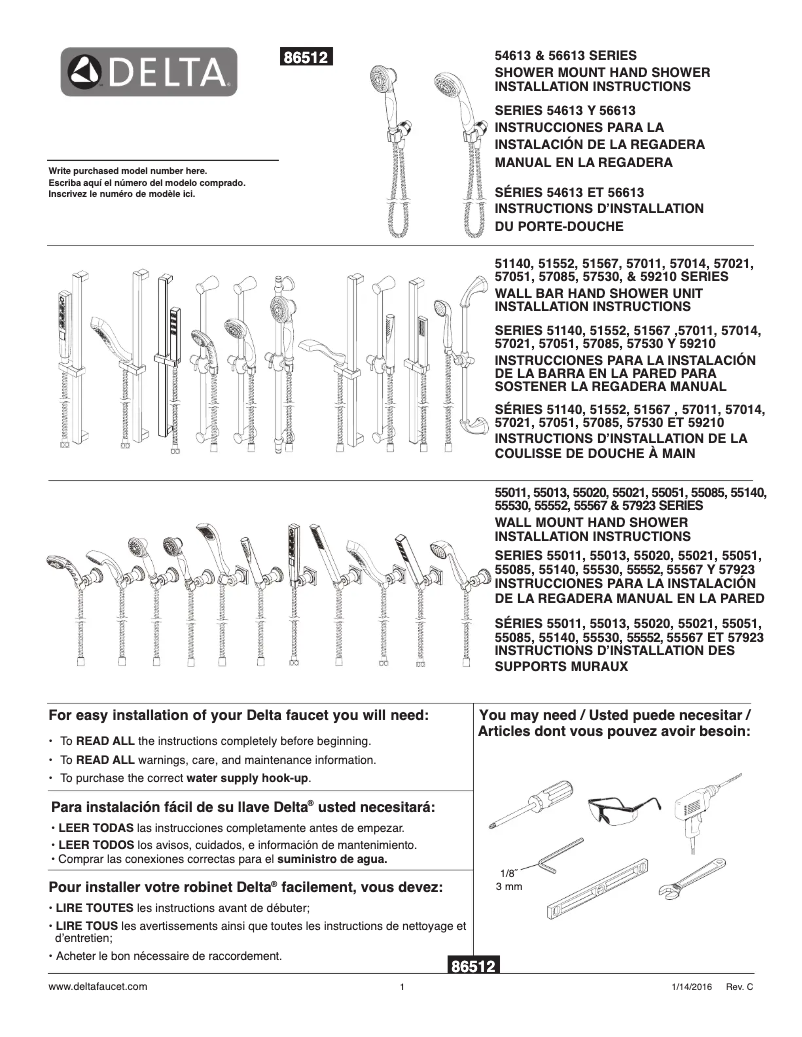 Page 1 de la notice Manuel utilisateur Delta 57021