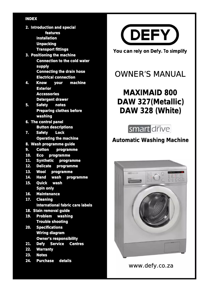 Imagen de la primera página del manual del dispositivo DAW 328