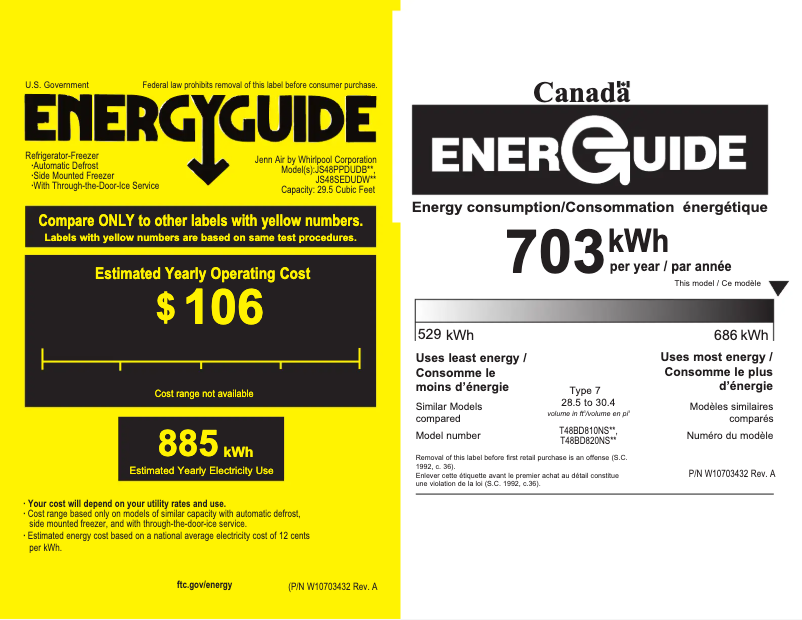 Page 1 de la notice Label énergétique JennAir JS48SEDUDW