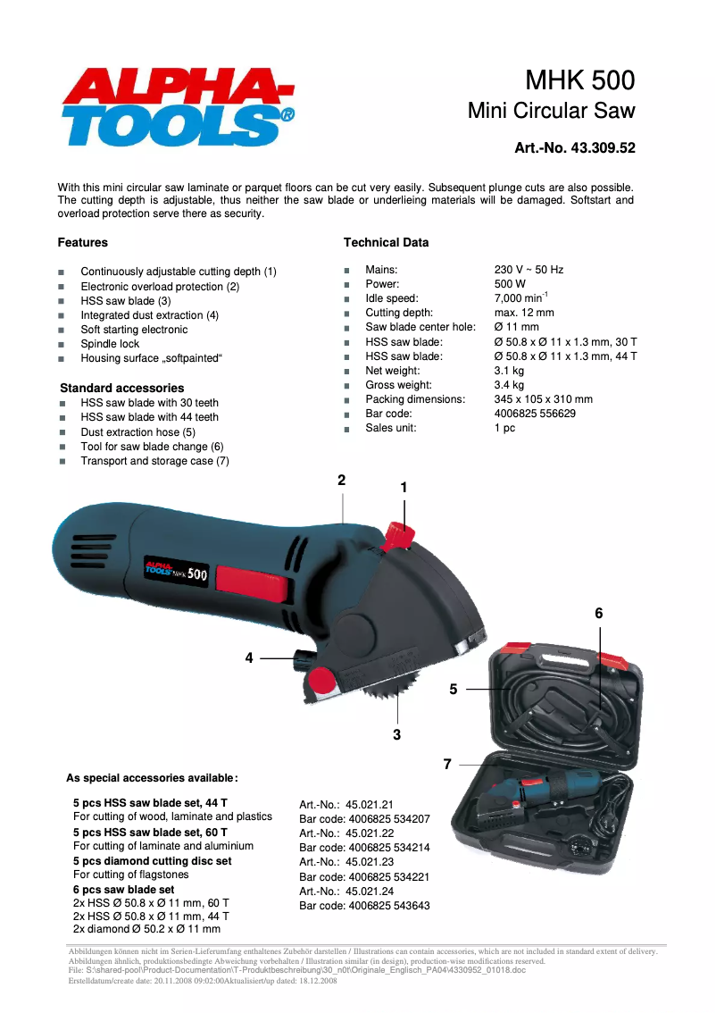 Imagen de la primera página del manual del dispositivo MHK 500