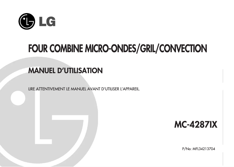 Page 1 de la notice Manuel utilisateur LG MC9287UR
