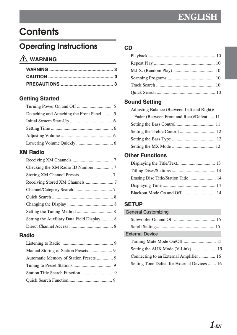 Page 1 de la notice Manuel utilisateur Alpine CDA-9820XM