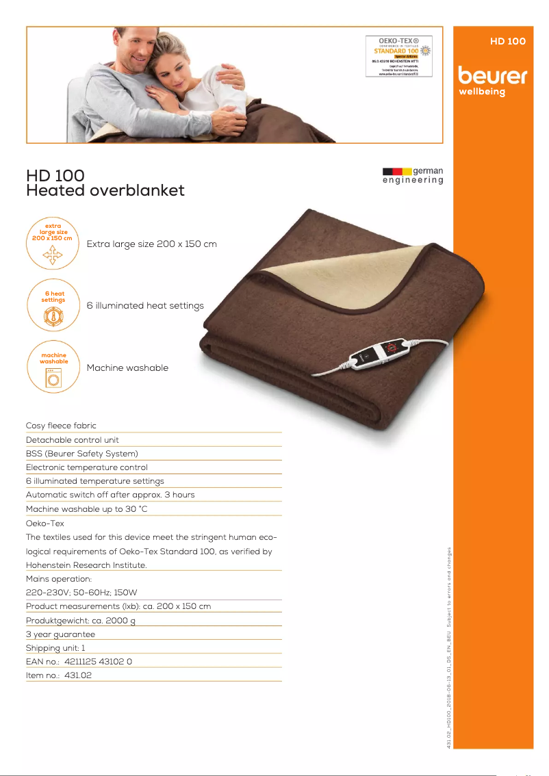 Page n°1 - Fiche technique Beurer HD 100