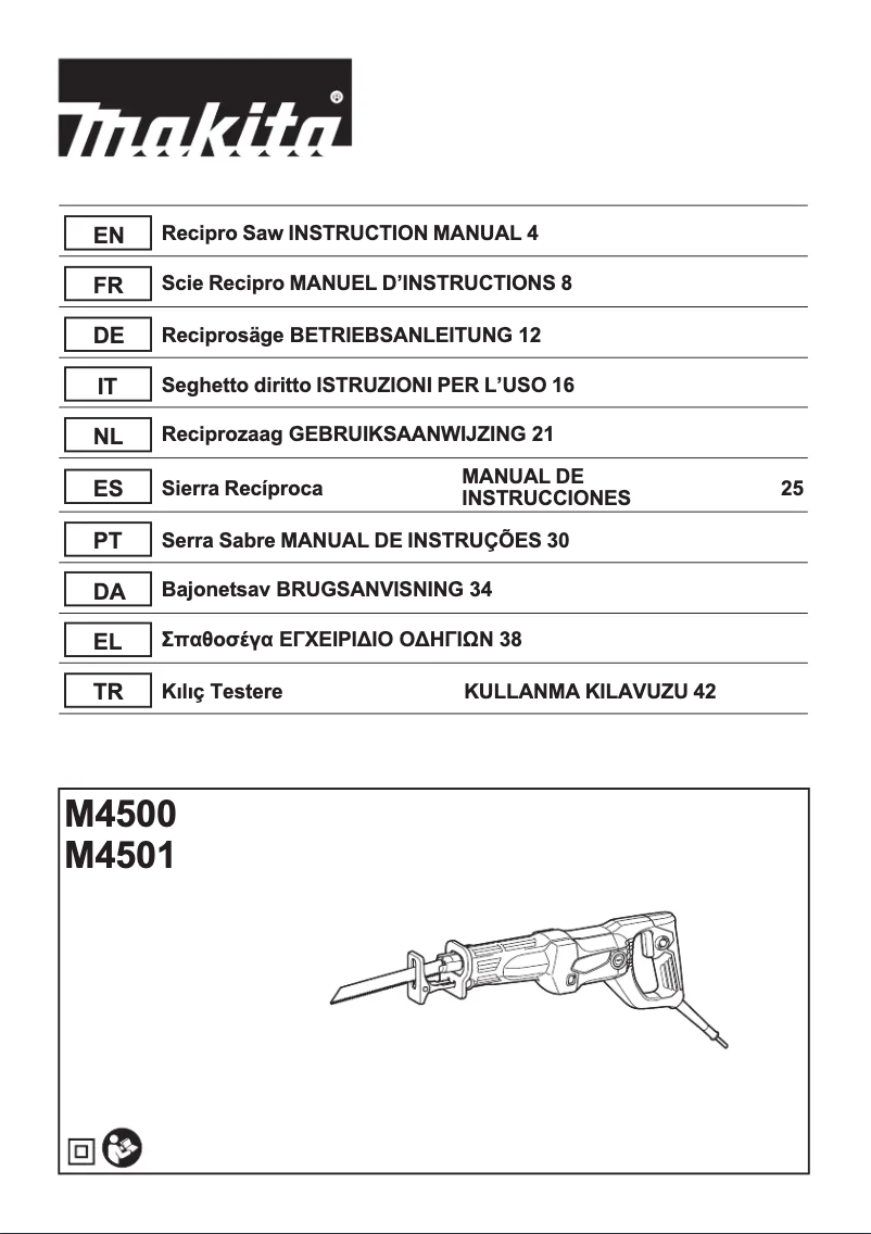 Page 1 de la notice Manuel utilisateur Makita M4500