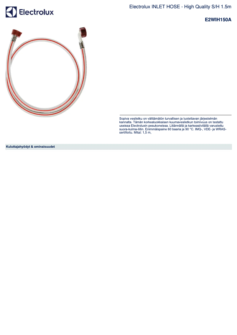 Image de la première page du manuel de l'appareil E2WIH150A