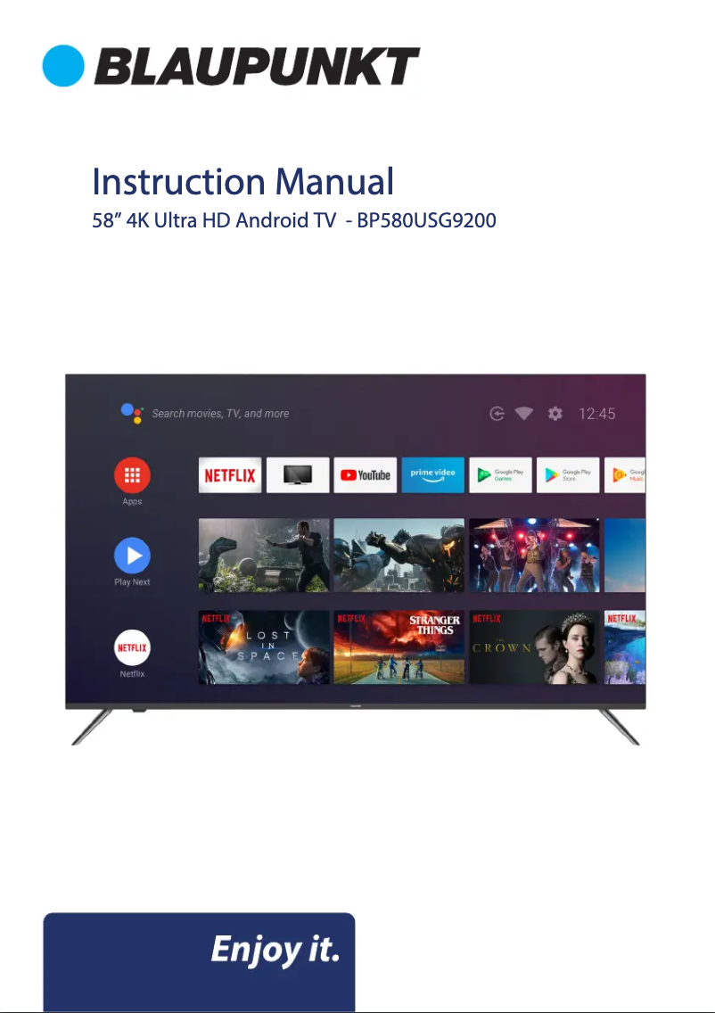 Page 1 de la notice Manuel utilisateur Blaupunkt BP580USG9200