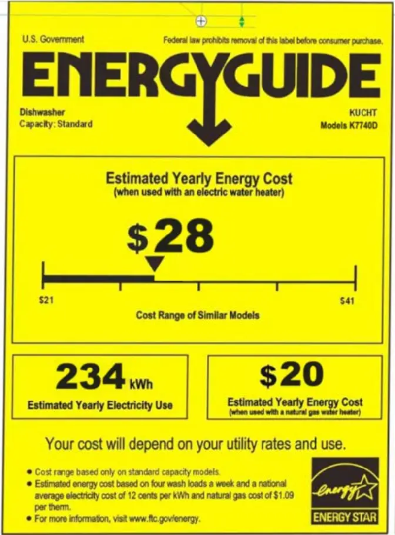 Page n°1 - Label énergétique Kucht K7740D