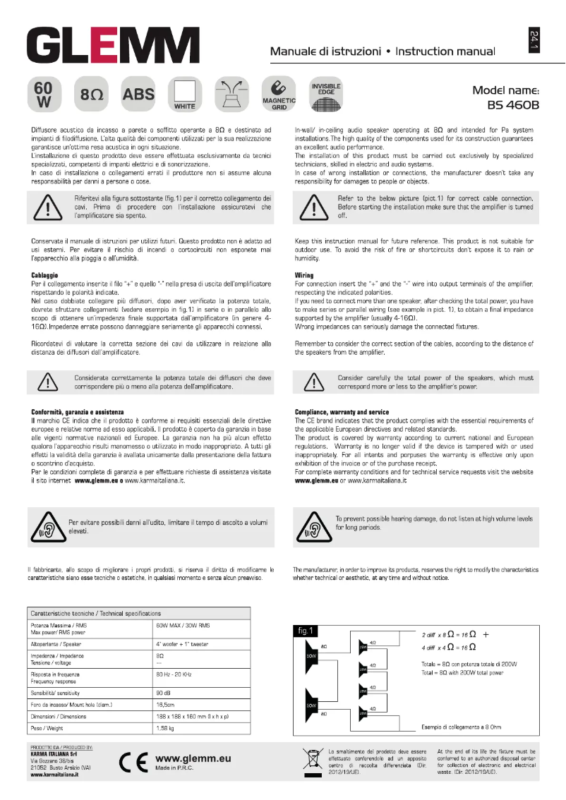 Page 1 de la notice Manuel utilisateur Glemm BS 460B