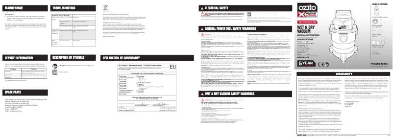 Página 1 del manual Manual de usuario Ozito PXVWDK-400U