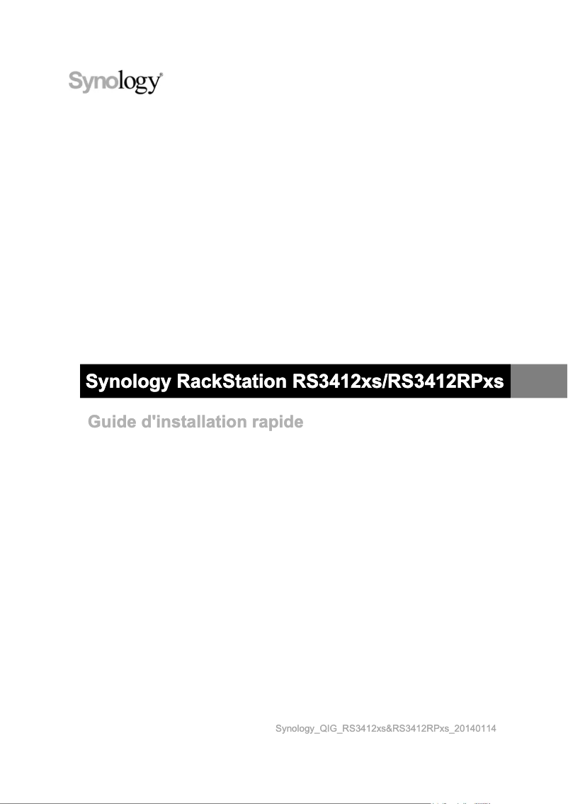 Image de la première page du manuel de l'appareil RackStation RS3412RPxs