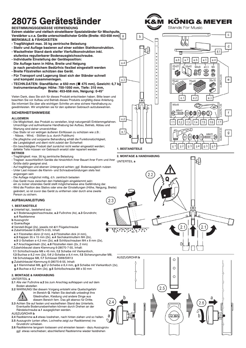 Page 1 de la notice Manuel utilisateur Konig & Meyer 28075