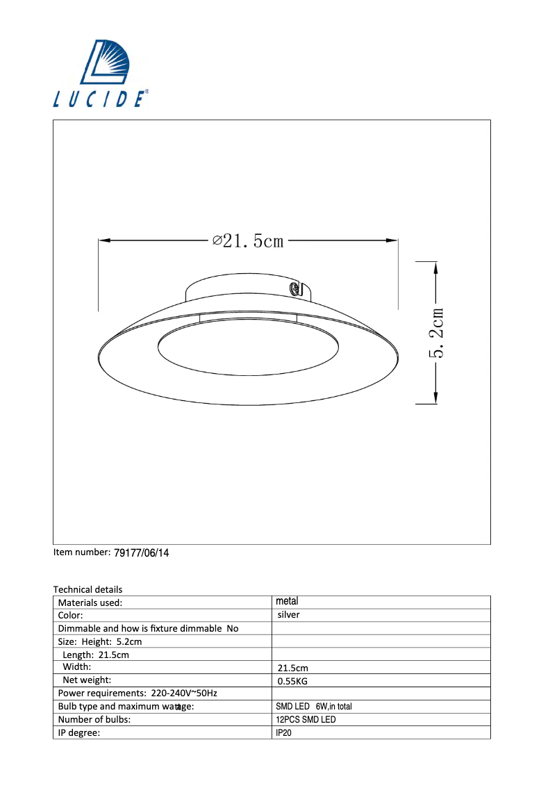 Page n°1 - Manuel utilisateur Lucide Foskal 79177/06/14