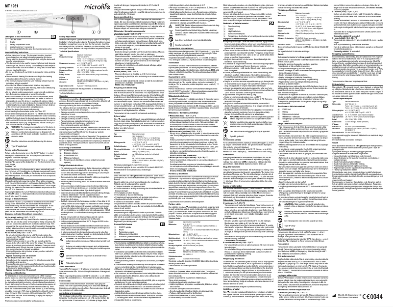 Page 1 de la notice Manuel utilisateur Microlife MT 1961
