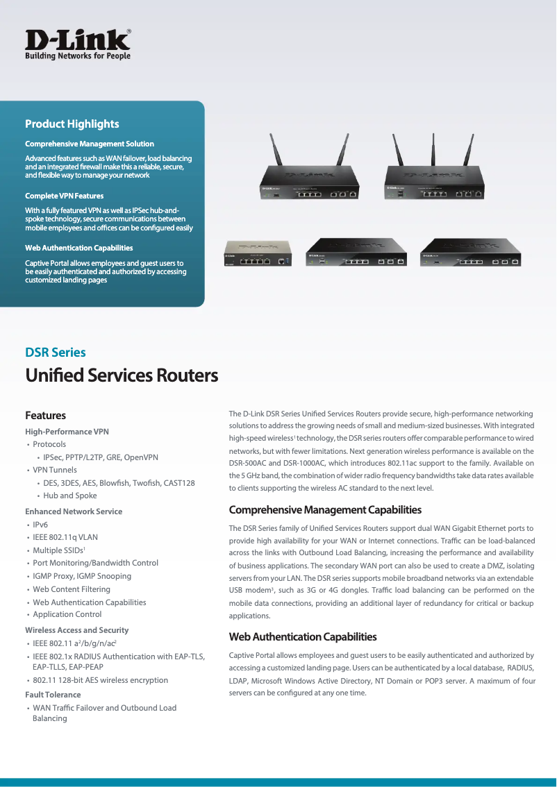 Page n°1 - Fiche technique D-Link DSR-250V2