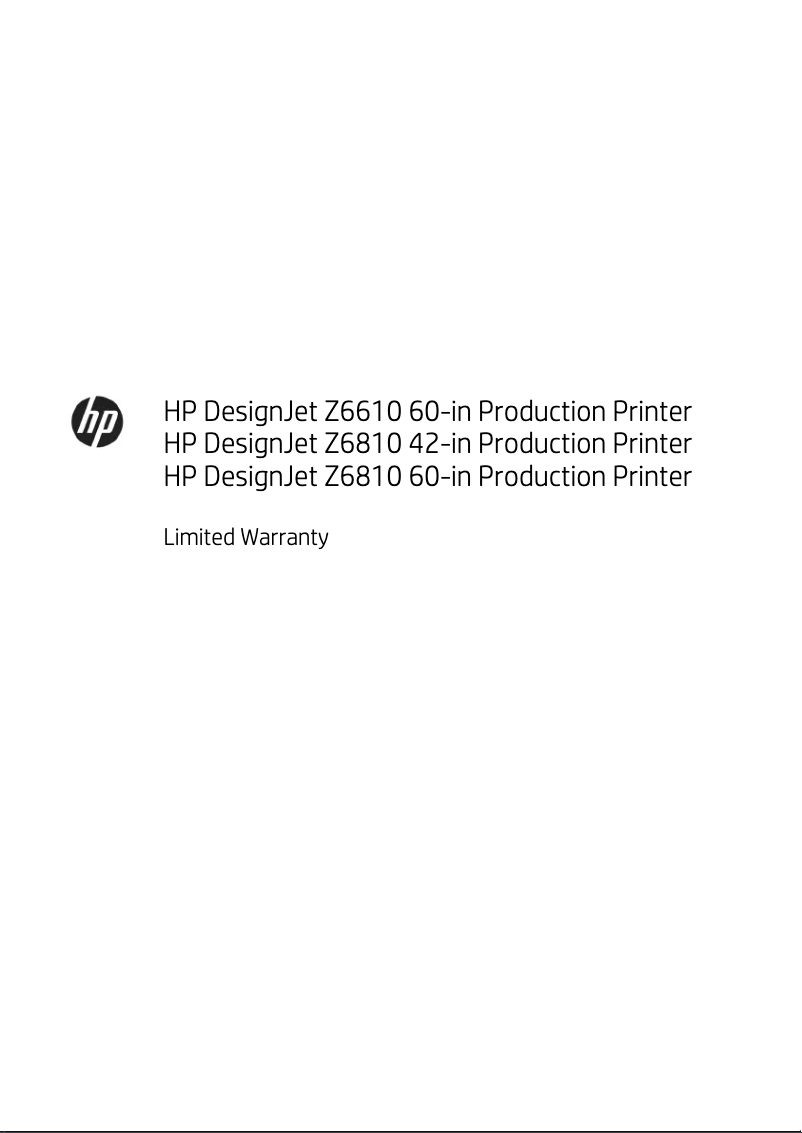 Page n°1 - Informations de garantie HP DesignJet Z6810