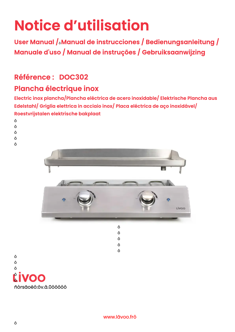 Page 1 de la notice Manuel utilisateur Livoo DOC302
