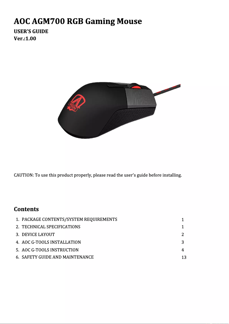 Image de la première page du manuel de l'appareil Agon AGM700