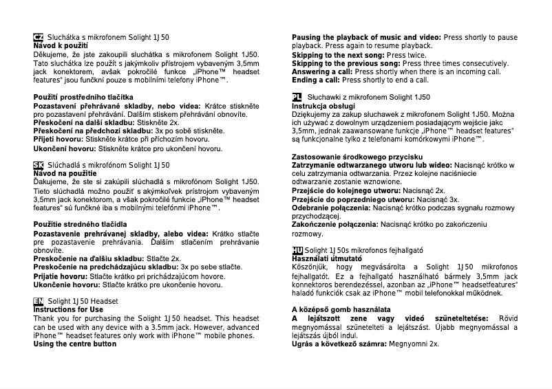 Page n°1 - Manuel utilisateur Solight 1J50