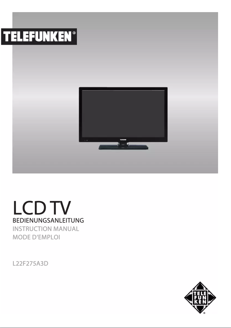 Page n°1 - Manuel utilisateur Telefunken L22F275A3DI