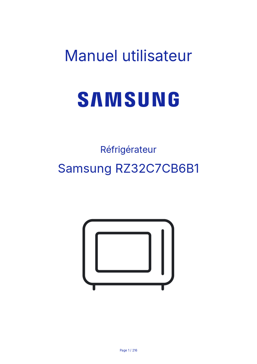 Image de la première page du manuel de l'appareil RZ32C7CB6B1