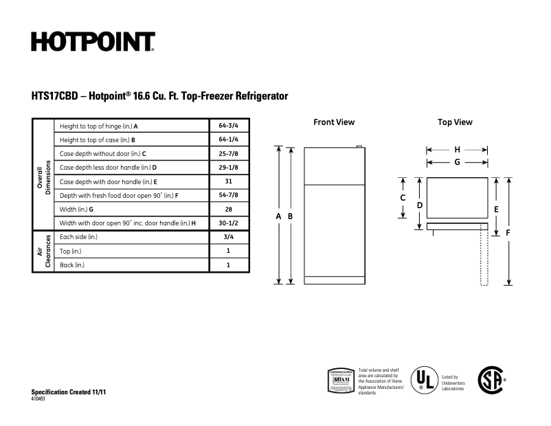 Image de la première page du manuel de l'appareil HTS17CBDWW