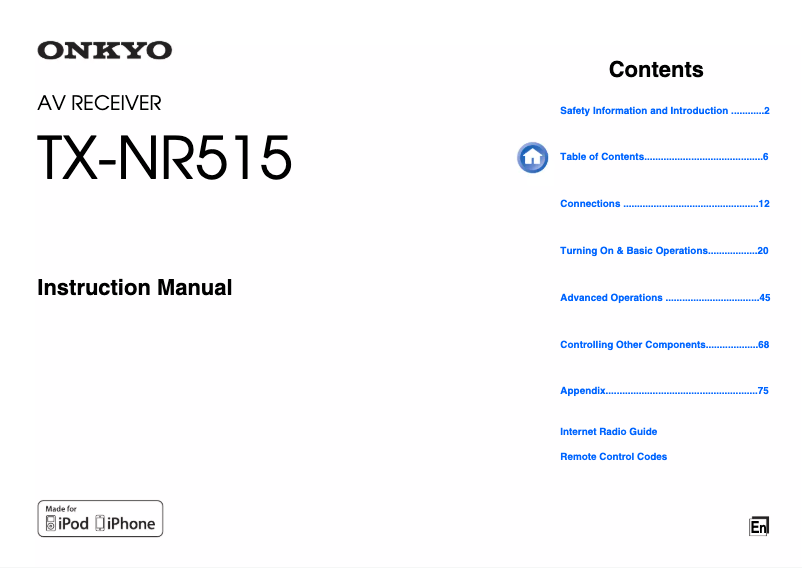 Page n°1 - Manuel utilisateur Onkyo TX-NR515AE