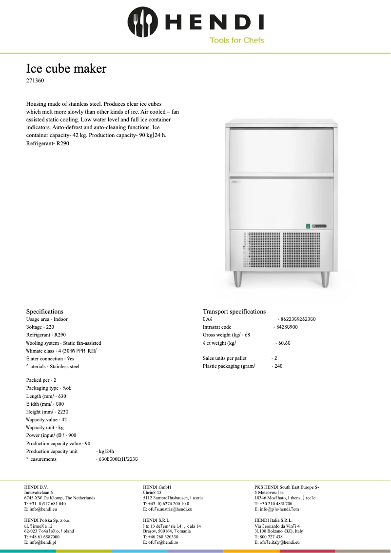 Page n°1 - Fiche technique Arktic 271360
