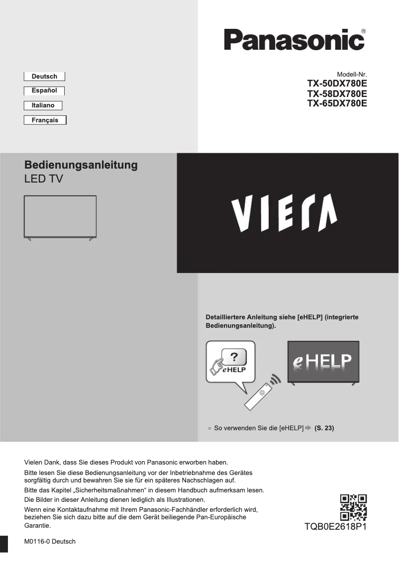 Image de la première page du manuel de l'appareil TX-50DX780E