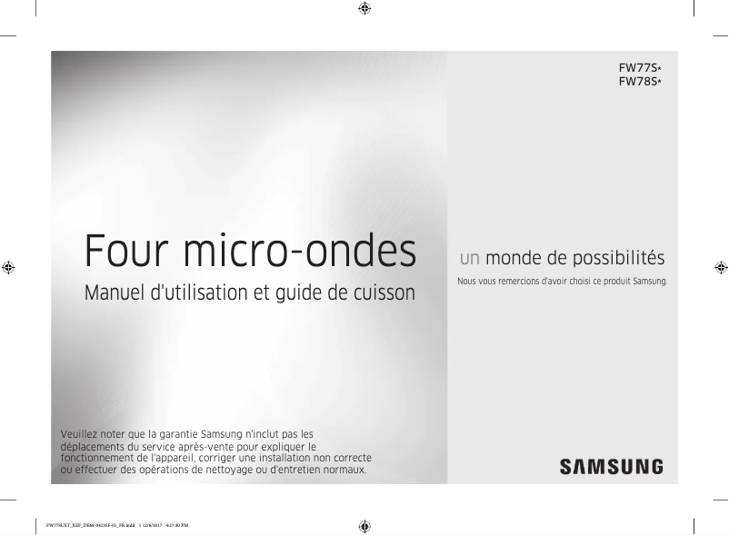 Image de la première page du manuel de l'appareil FW77SUST