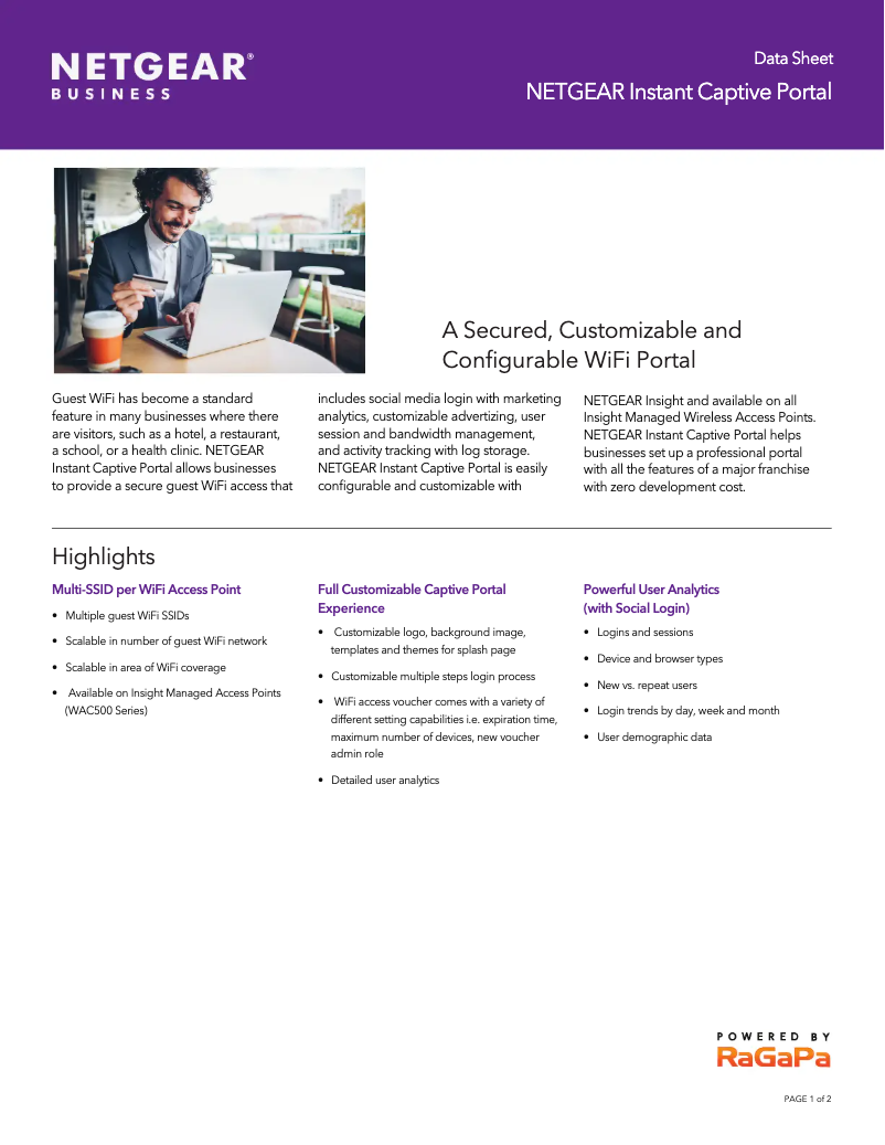 Image de la première page du manuel de l'appareil Insight Captive Portal