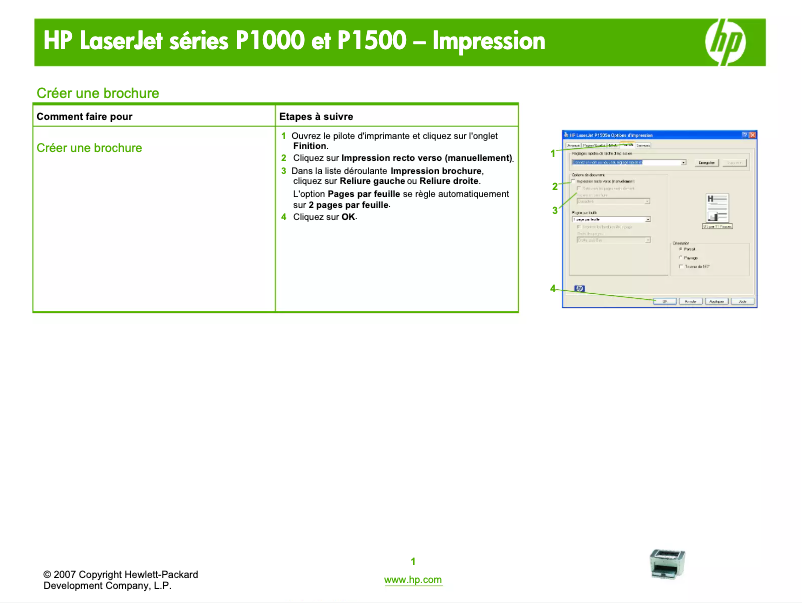 Page 1 de la notice Brochure HP LaserJet P1500