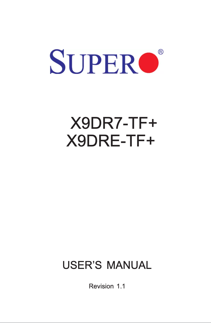 Page n°1 - Manuel utilisateur Supermicro X9DRE-TF+